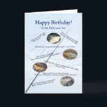For a son, Fishing jokes birthday card<br><div class="desc">Make you fisherman laugh with these terrible fishy jokes! A birthday card to make any angler groan!</div>