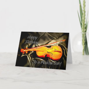 for a Son, musical birthday card with a violin