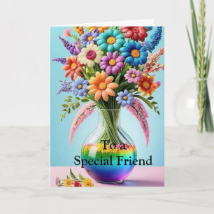 For a Special Friend Pink Red Roses Birthday Card