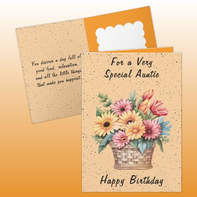 For a very special auntie flowers orange birthday card (Creator Uploaded)