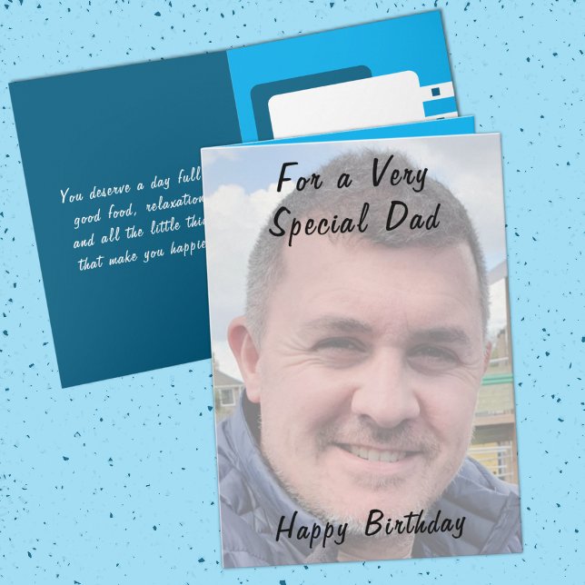 For a very special dad photo blue birthday card (Creator Uploaded)
