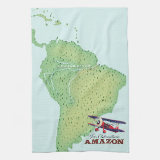 For Adventure Amazon rainforest Brazil map Tea Towel