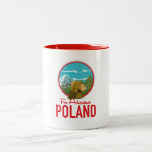 For Adventure Poland Travel logo Two-Tone Coffee Mug