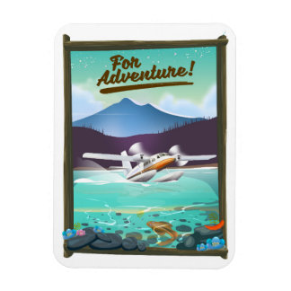 For Adventure! Sea plane travel poster Magnet