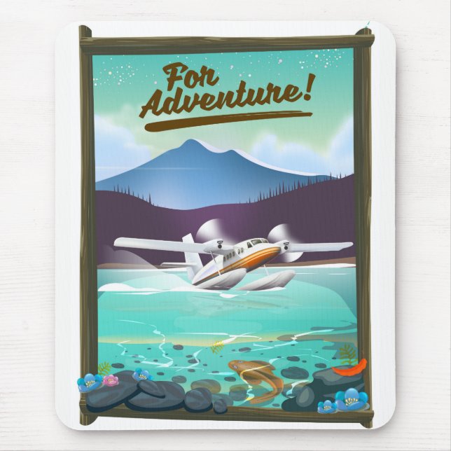 For Adventure! Sea plane travel poster Mouse Mat (Front)