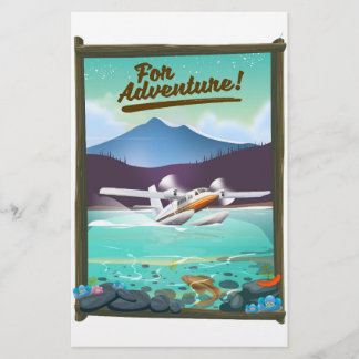 For Adventure! Sea plane travel poster Stationery
