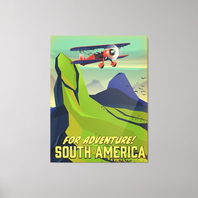 For Adventure, South America travel poster Canvas Print (Front)