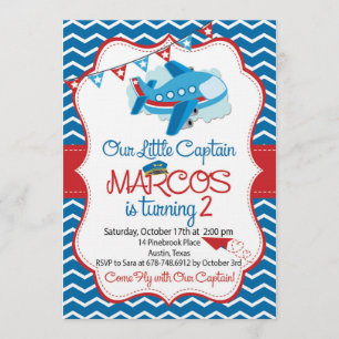 For Airplane theme birthday invitation boys