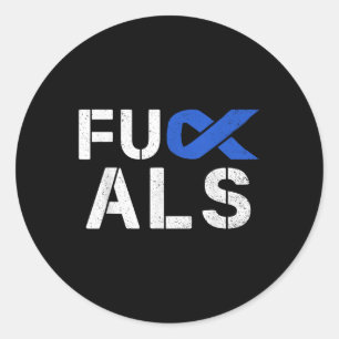 For Als Awareness Month Blue Ribbon Support Squad Classic Round Sticker
