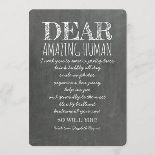 FOR AMAZING HUMAN Funny Bridesmaid Proposal Invitation