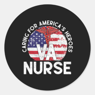 For America's Heroes Patriotic Va Nurse Nurse Week Classic Round Sticker