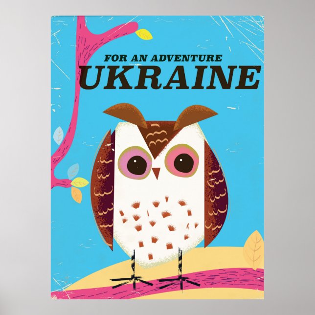 For an Adventure Ukraine Owl vintage poster (Front)