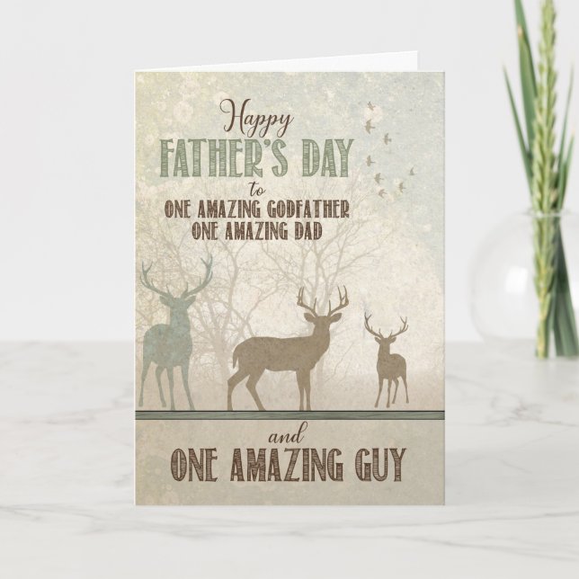 for an AMAZING Godfather Father's Day Forest Deer Card (Front)