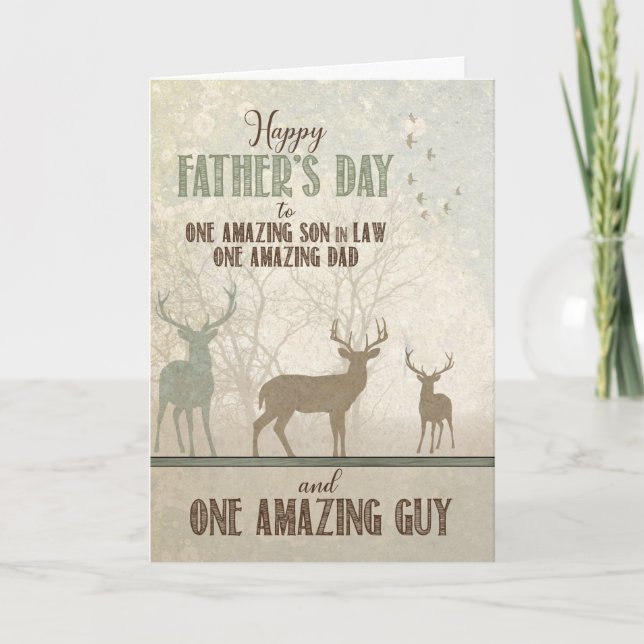 for an AMAZING Son in Law Father's Day Forest Deer Card (Front)