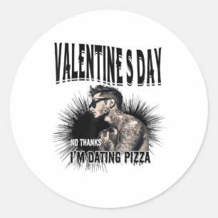 For Anti Valentine’s Day Inked Man Tattooed Single Classic Round Sticker