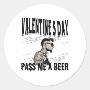 For Anti Valentine’s Day Tattooed Single Man Inked Classic Round Sticker