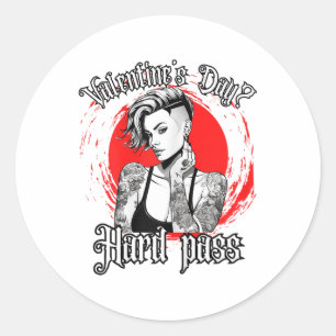For Anti Valentine’s Day Tattooed Single Woman Ink Classic Round Sticker