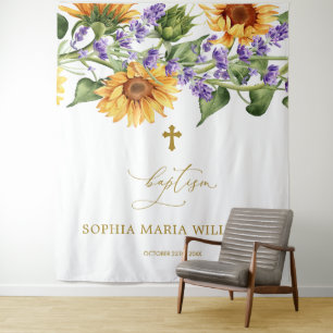 For Anyone Baptism Backdrop - Sunflowers & Cross Tapestry