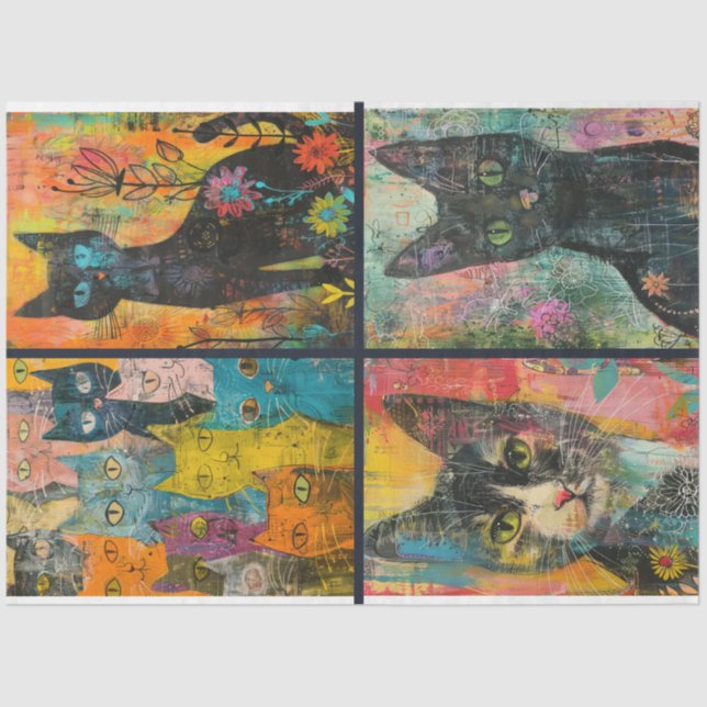  For Artist Cat Themed Junk Journal Background 2 Tissue Paper (Front)