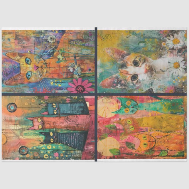  For Artist Cat Themed Junk Journal Background 3 Tissue Paper (Front)