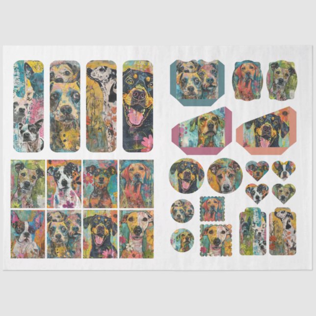  For Artists Dog Themed Junk Journal Ephemera Tissue Paper (Front)