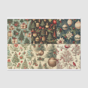 For Artists Vintage Christmas Themed Background Tissue Paper