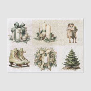 For Artists Vintage Christmas Trees Presents Skate Tissue Paper