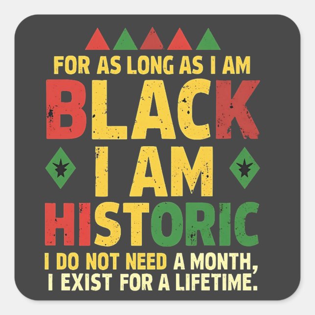For as Long as I Am Black, I'm Historic Square Sticker (Front)
