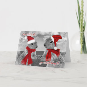 for Aunt and Uncle Christmas Squirrels in Love Holiday Card