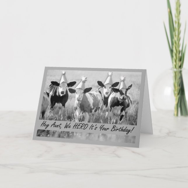 For Aunt Birthday Funny Cows in Hats Card (Front)