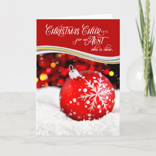 for Aunt Christmas Cheer Red Snowflake Ornament Holiday Card