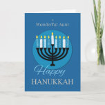 For Aunt Hanukkah Menorah on Dark Blue Card<br><div class="desc">Textured candles are on a Menorah on the cover of this dark blue card for you to greet a wonderful aunt once Hanukkah finally comes. Order a copy of this now so you are ready when that holiday arrives.</div>