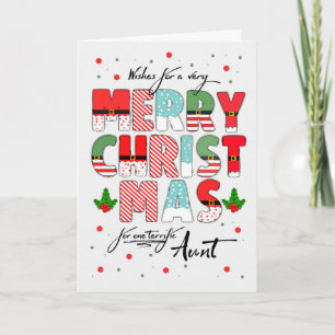 for Aunt Merry Christmas Decorated Lettering Holiday Card