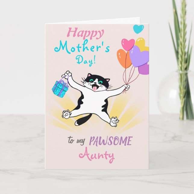 For Aunt Mother's Day Cute Kitty Personalised Card (Front)