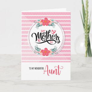 For Aunt on Mother's Day Pink Bontanical Card