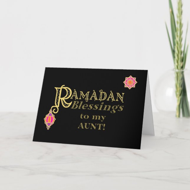 For Aunt Ramadan Blessings Gold on Black Card (Front)