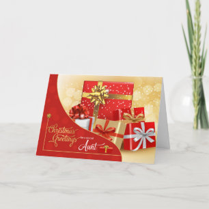 for Aunt Red and Gold Christmas Gifts Holiday Card