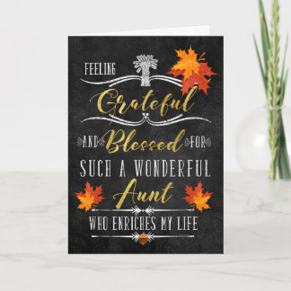 for Aunt Thanksgiving Blessings Chalkboard Holiday Card