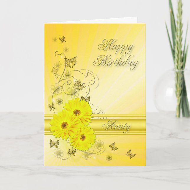 For Aunty birthay with yellow flowers Card (Front)