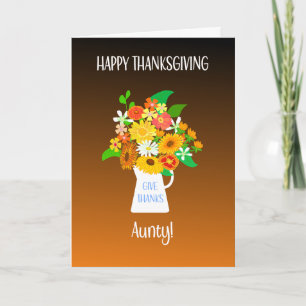 For Aunty Thanksgiving Bouquet of Flowers Card