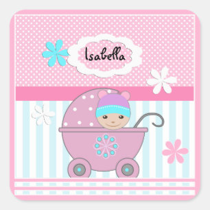 For baby girl, baby girl square sticker