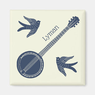 For Banjo Players Banjo and Birds Personalised Magnet