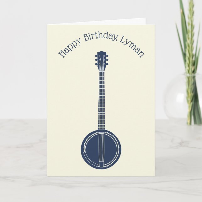 For Banjo Players Navy Blue Personalised Birthday Card (Front)