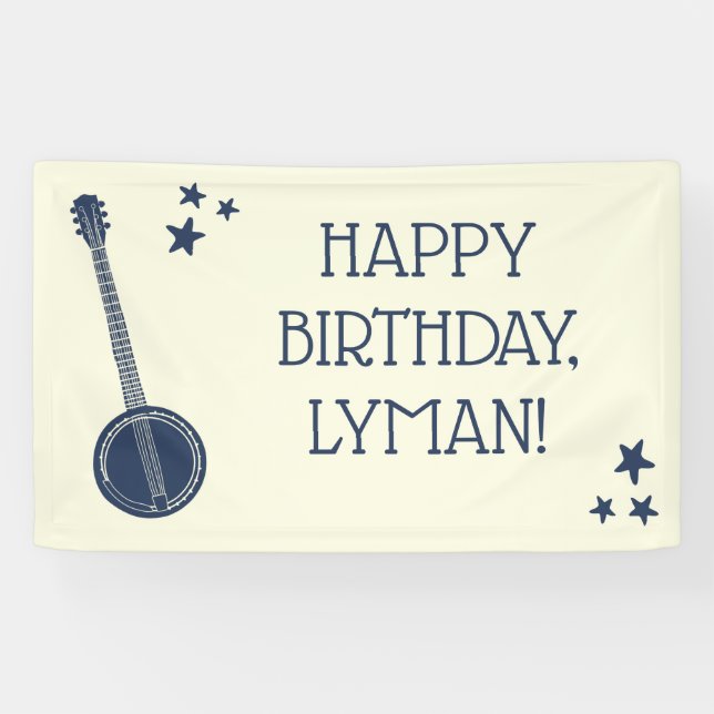 For Banjo Players Navy Blue Personalised Party Banner (Horizontal)