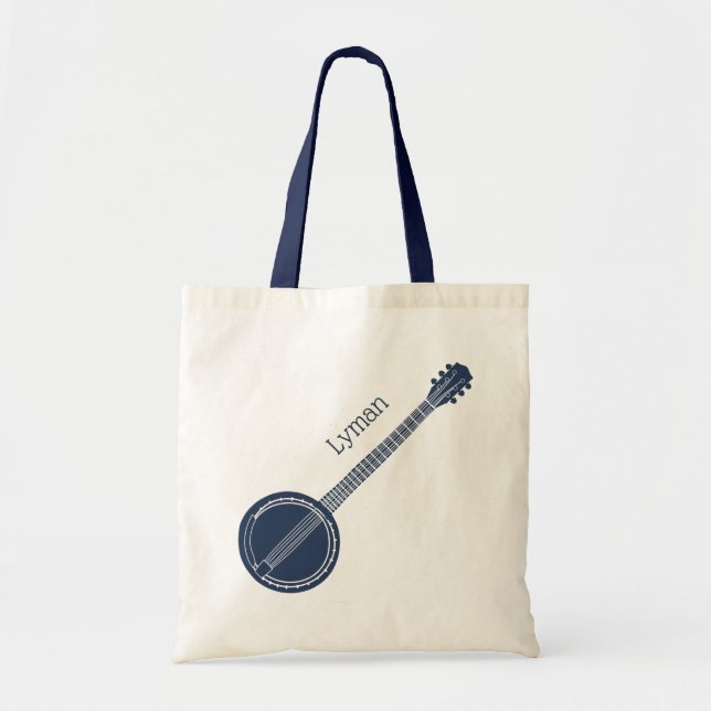 For Banjo Players Navy Blue Personalised Tote Bag (Front)
