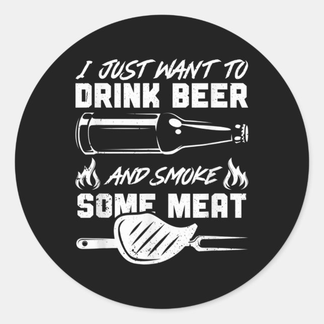 For Barbecue Grill &amp; Meat Grilling Fans &amp;  Classic Round Sticker (Front)