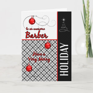 for Barber Masculine Red and Black Holiday Card
