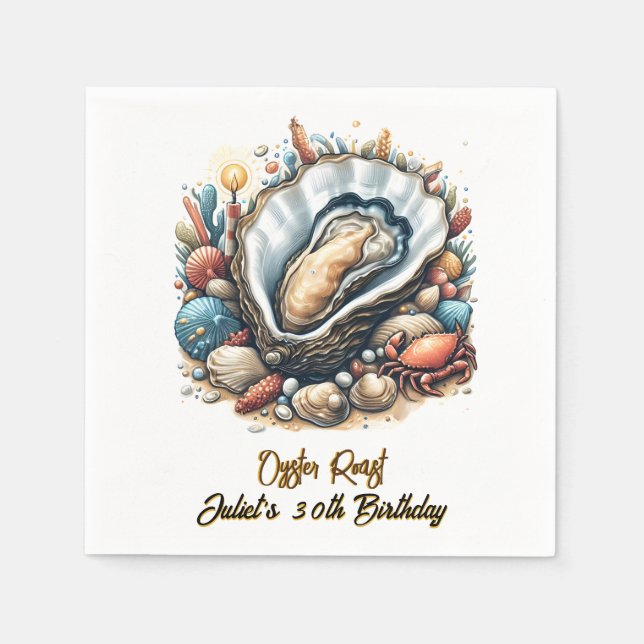 For Beach Seafood pearl oyster roast 30th Birthday Napkin (Front)