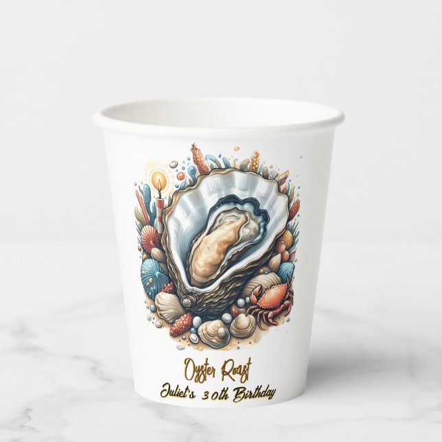 For Beach Seafood pearl oyster roast 30th Birthday Paper Cups (Front)
