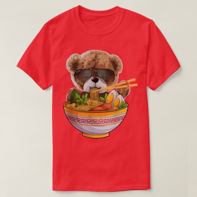 For Bear Lover & Japanese Food, Cute Kawaii Ramen  T-Shirt (Design Front)